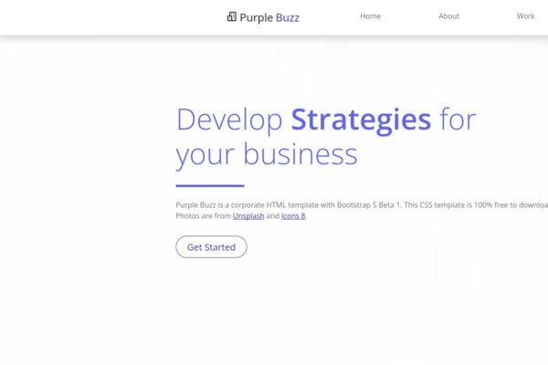 Шаблон для сайта Purple Buzz HTML Template with Bootstrap 5 Beta 1