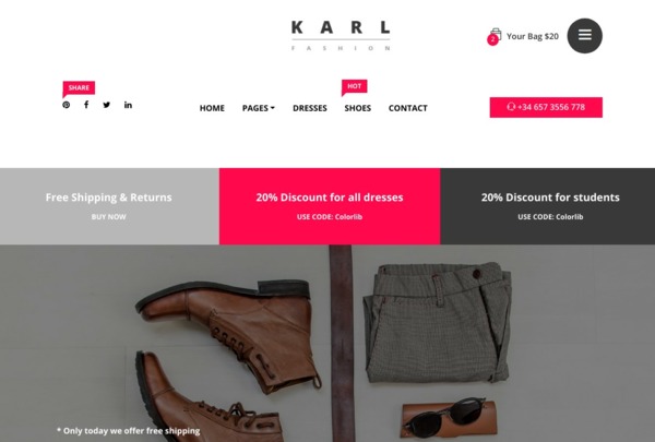 Шаблон для сайта Karl - Fashion Ecommerce Template | Home