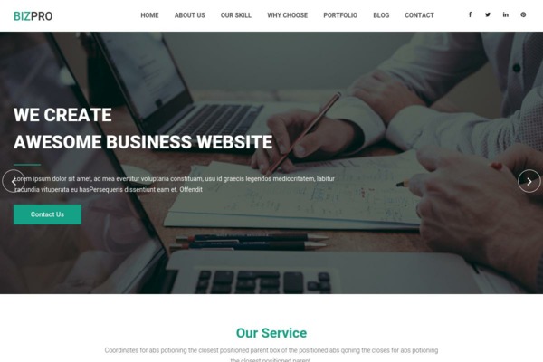 Шаблон для сайта Bizpro  − One Page Business and Corporate HTML Template
