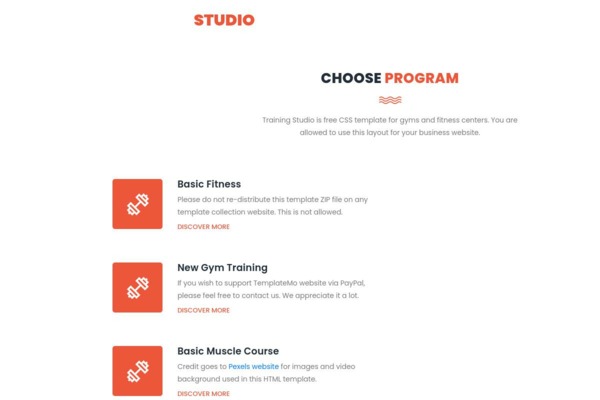 Шаблон для сайта Training Studio - Free CSS Template