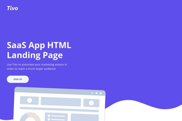 Шаблон для сайта Tivo - SaaS App HTML Landing Page Template