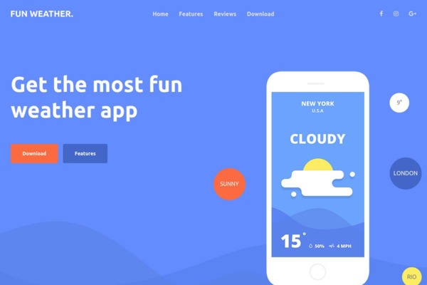 Шаблон для сайта Weather App Landing page