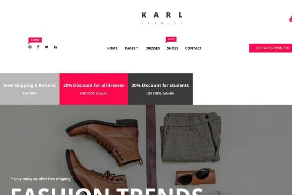 Шаблон для сайта Karl - Fashion Ecommerce Template | Home