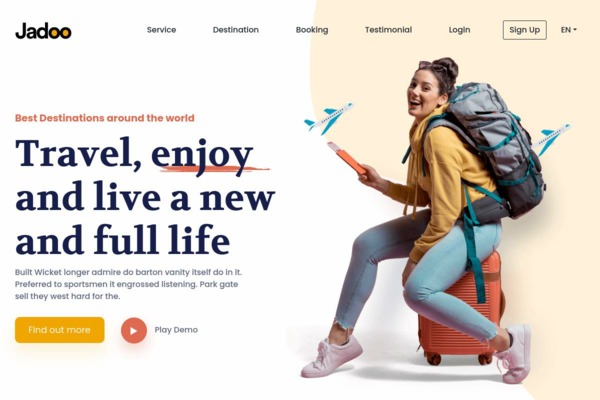 Шаблон для сайта Jadoo | Travel Agency Landing Page UI