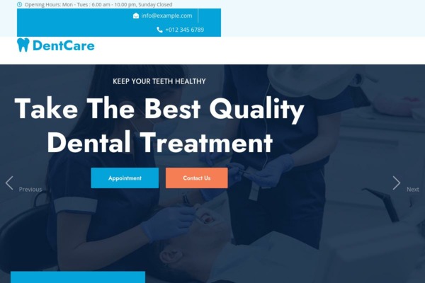 Шаблон для сайта DentCare - Dental Clinic Website Template